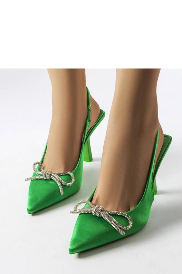 Love Lace Love Lace Women's Elegant Stiletto High Heel Pumps with Bow Detail Slip On in Green - 3