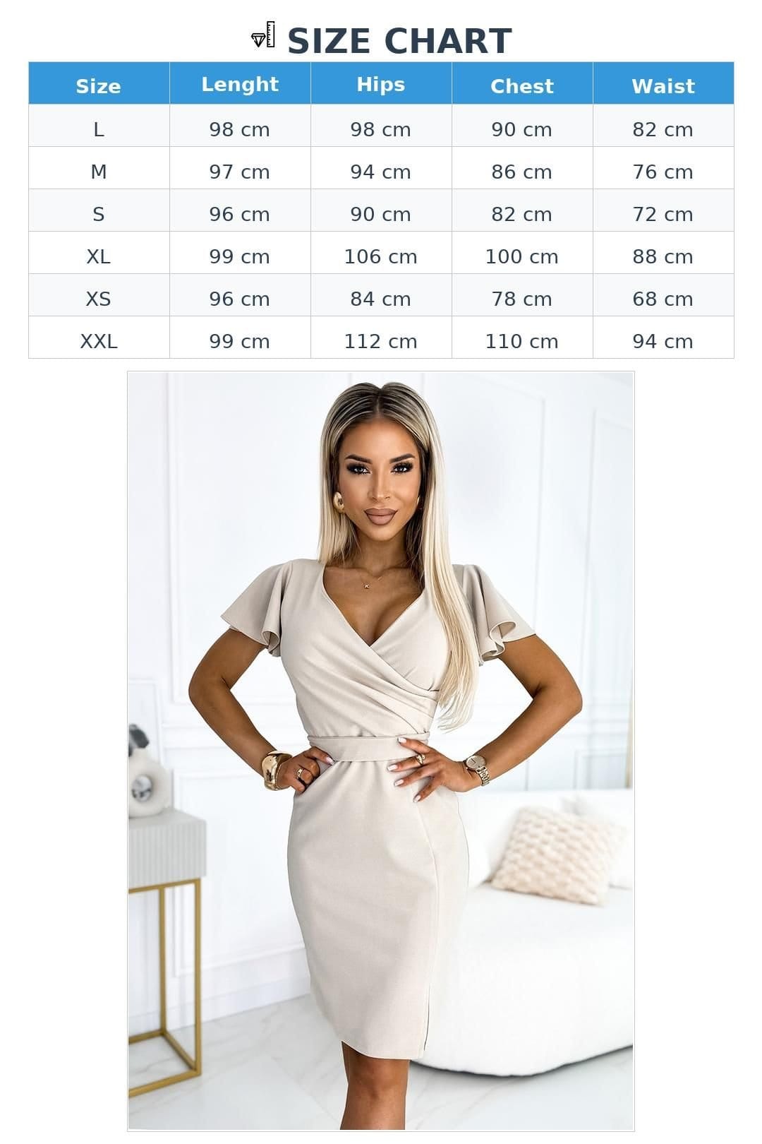 Love Lace Love Lace Women's Cocktail Dress Envelope Neck Belt Leg Slit in Beige - 4