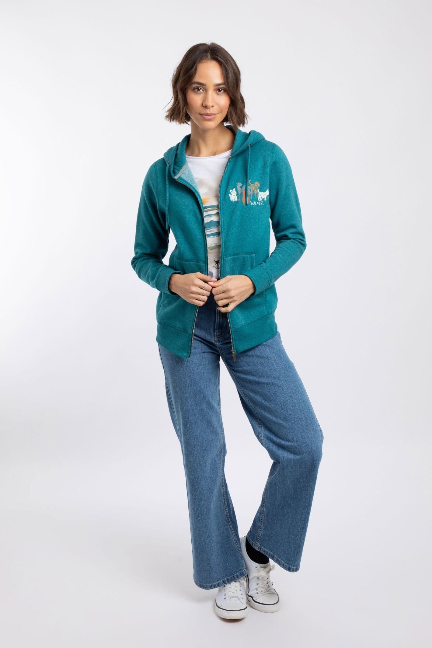 Weird Fish Weird Fish Women's Franchises Graphic Full Zip Hoodie in Teal - 4