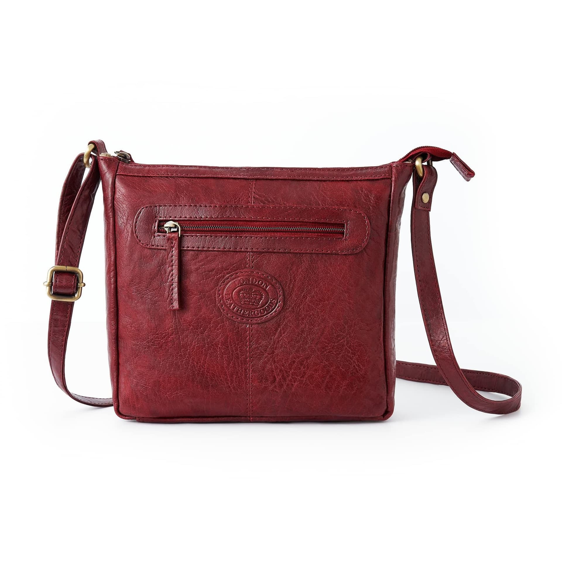 Woodland Leathers Woodland Leathers Women's Genuine Leather Crossbody Bag Vintage Style in Burgundy