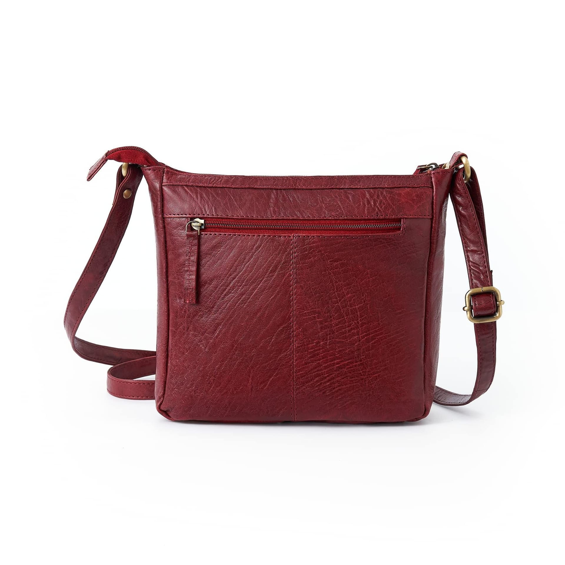 Woodland Leathers Woodland Leathers Women's Genuine Leather Crossbody Bag Vintage Style in Burgundy - 4