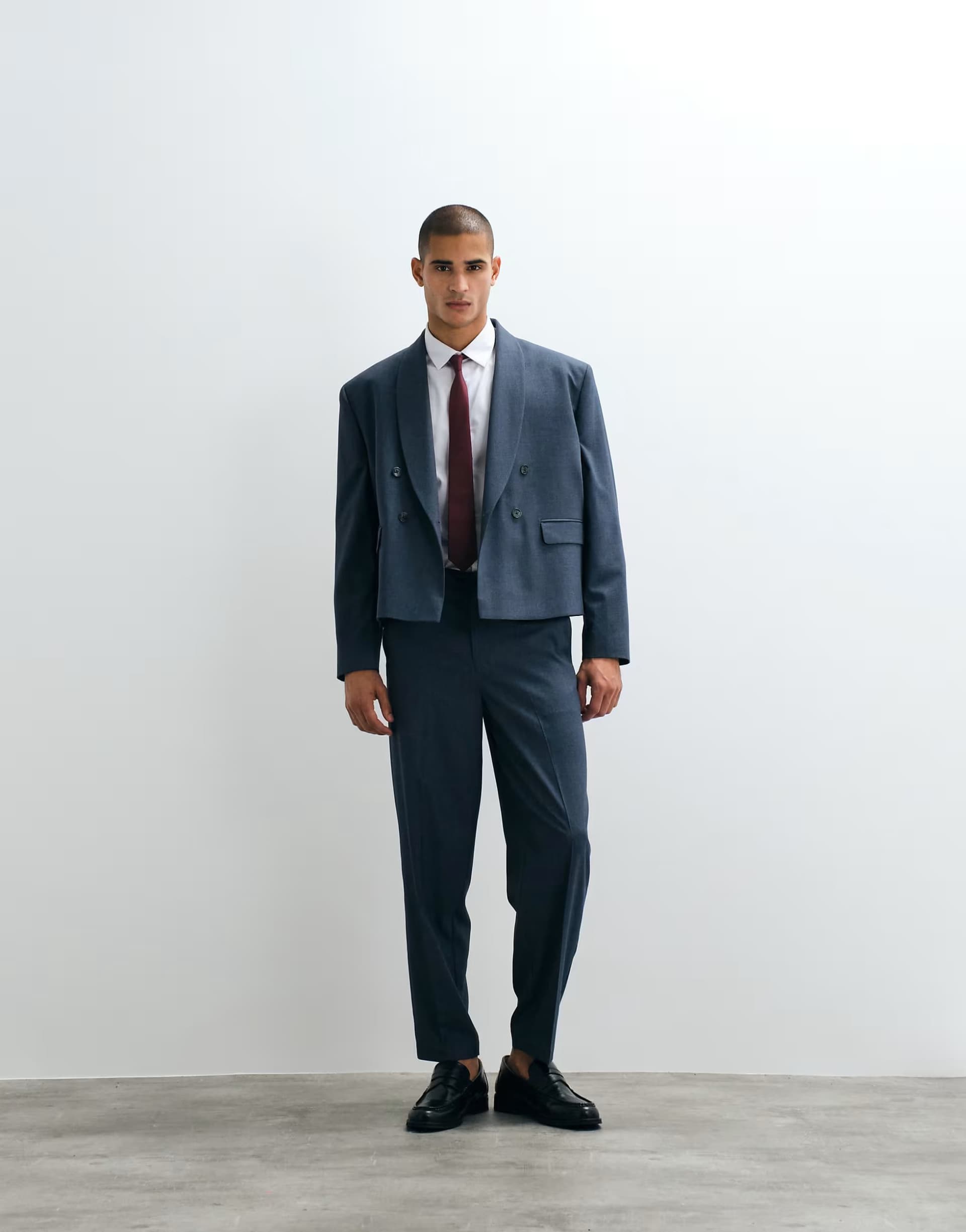 ASOS ASOS DESIGN oversized tapered suit trousers in blue herringbone