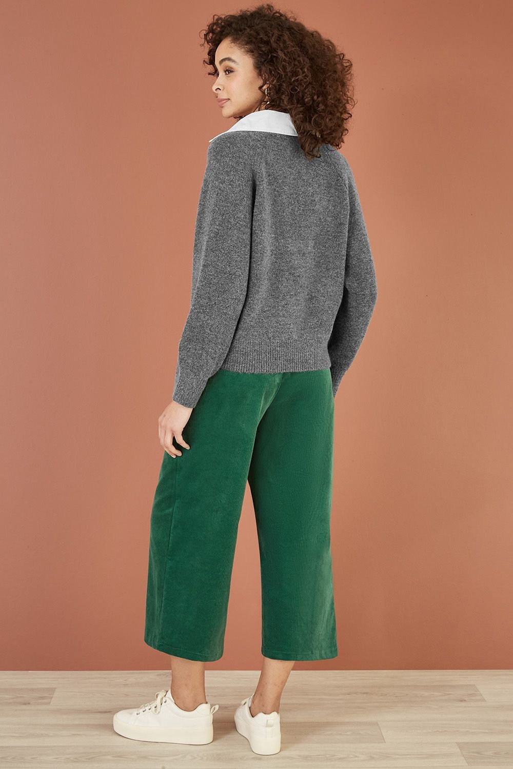 Yumi Yumi Women's Grey Knitted Jumper With Collar Detail - 3