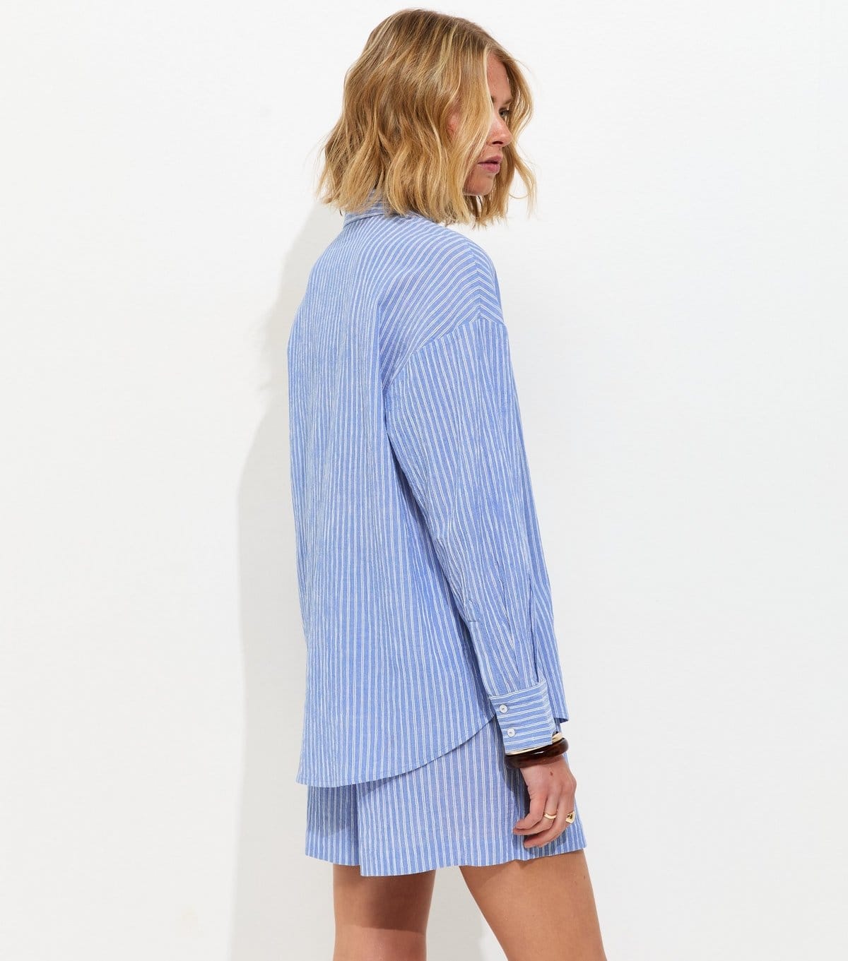 New Look Women's Blue Cotton Striped Long Sleeve Shirt New Look - 4