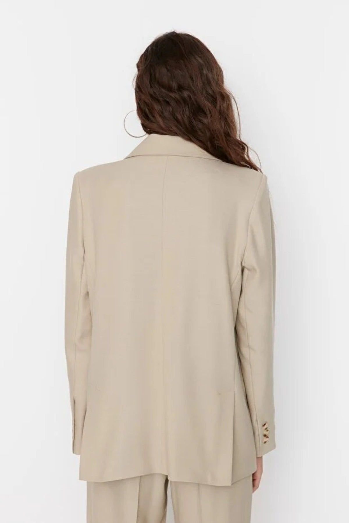 WOVCOR WOVCOR Women's Lined Woven Blazer Jacket in Taupe - 3