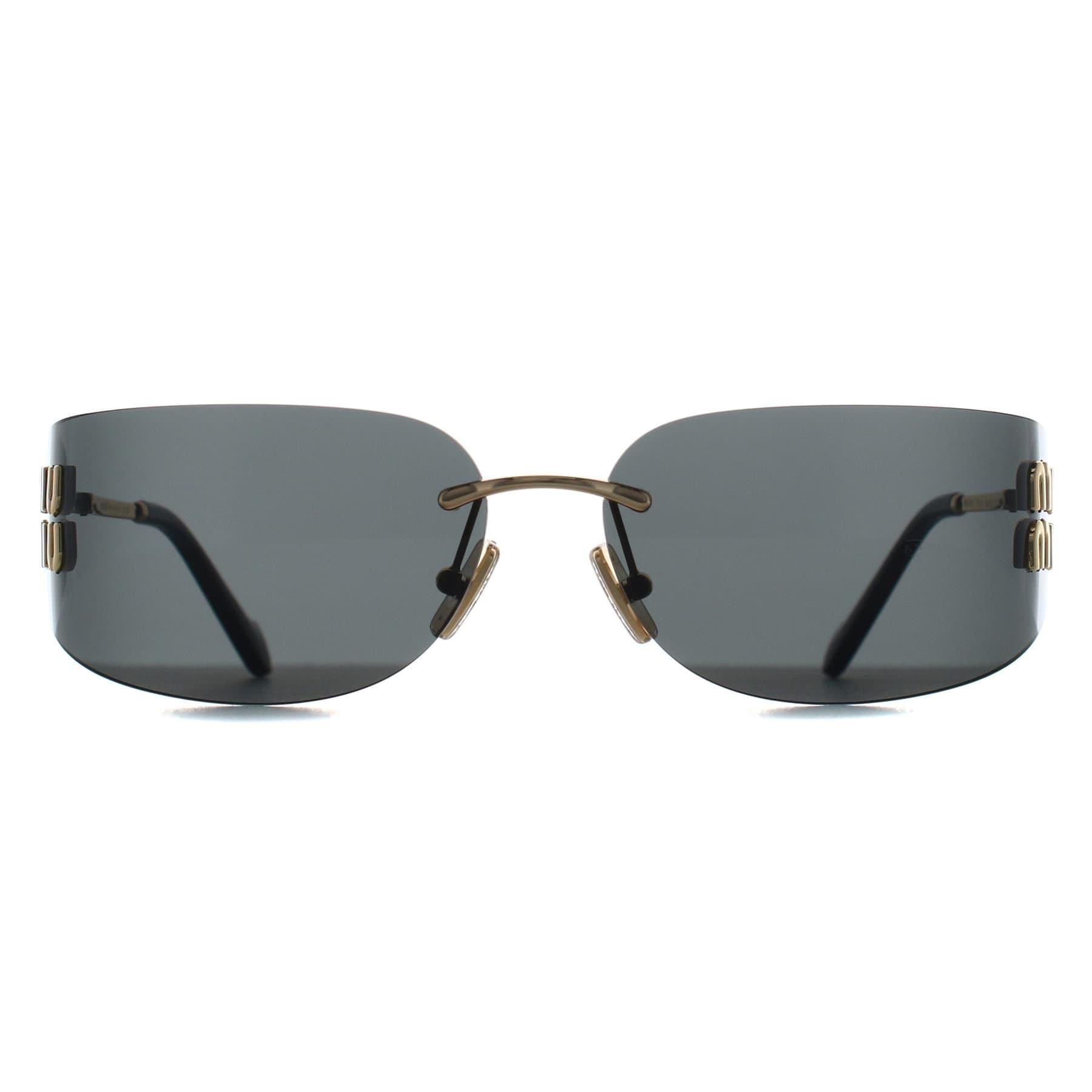 Miu Miu Miu Miu Gold Dark Grey Rectangle Sunglasses