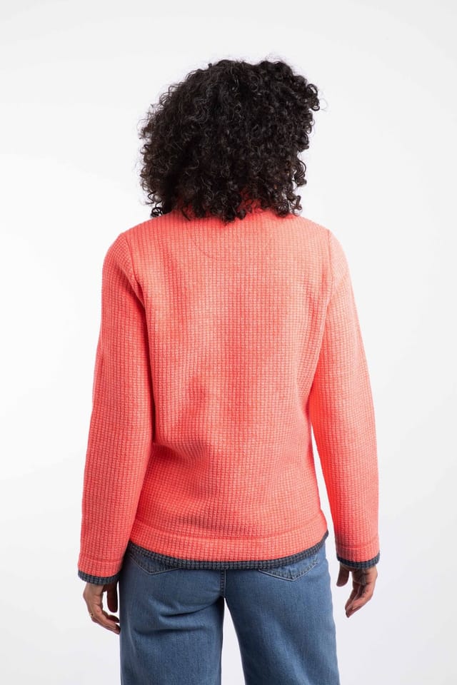 Weird Fish Weird Fish Women's Beye 1/4 Zip Grid Fleece in Coral - 3