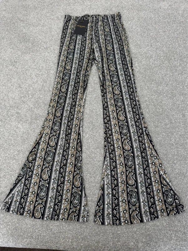 Brave Soul Brand New ASOS Brave Soul Paisley Flared Trousers Size S Boho Festival Cottagecore RRP: £38