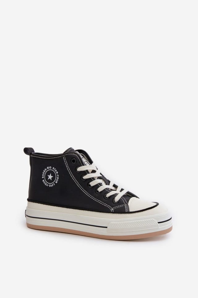 Love Lace Love Lace Women's Big Star High Comfort Autumn Winter Sneakers with Soft Insole in Black - 2