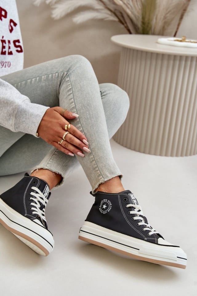 Love Lace Love Lace Women's Big Star High Comfort Autumn Winter Sneakers with Soft Insole in Black - 3