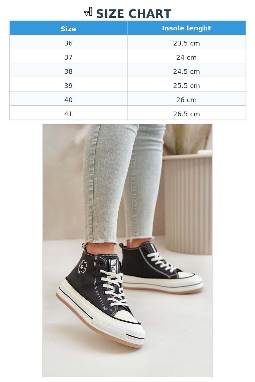 Love Lace Love Lace Women's Big Star High Comfort Autumn Winter Sneakers with Soft Insole in Black - 4