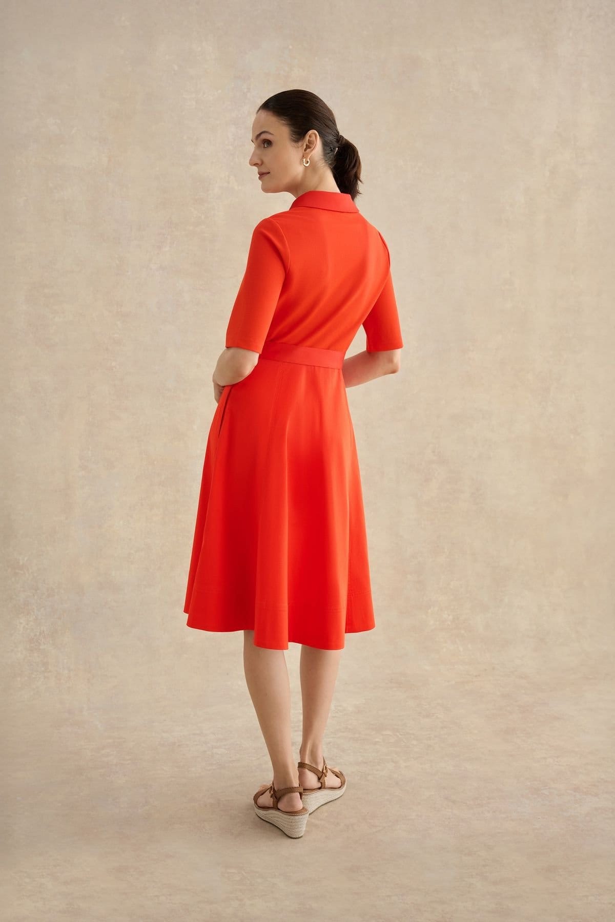 Hobbs London Hobbs London Women's Loretta Midi Shirt Dress in Scarlet - 4