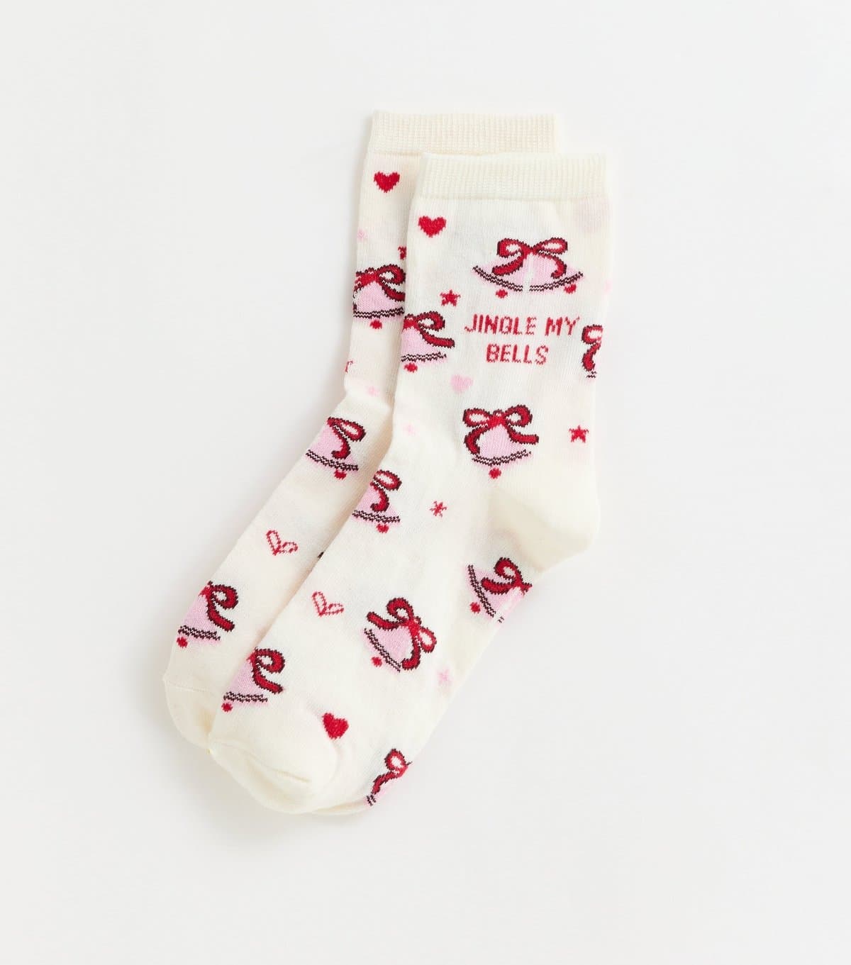 New Look Cream Christmas Jingle My Bells Bell Pattern Socks New Look