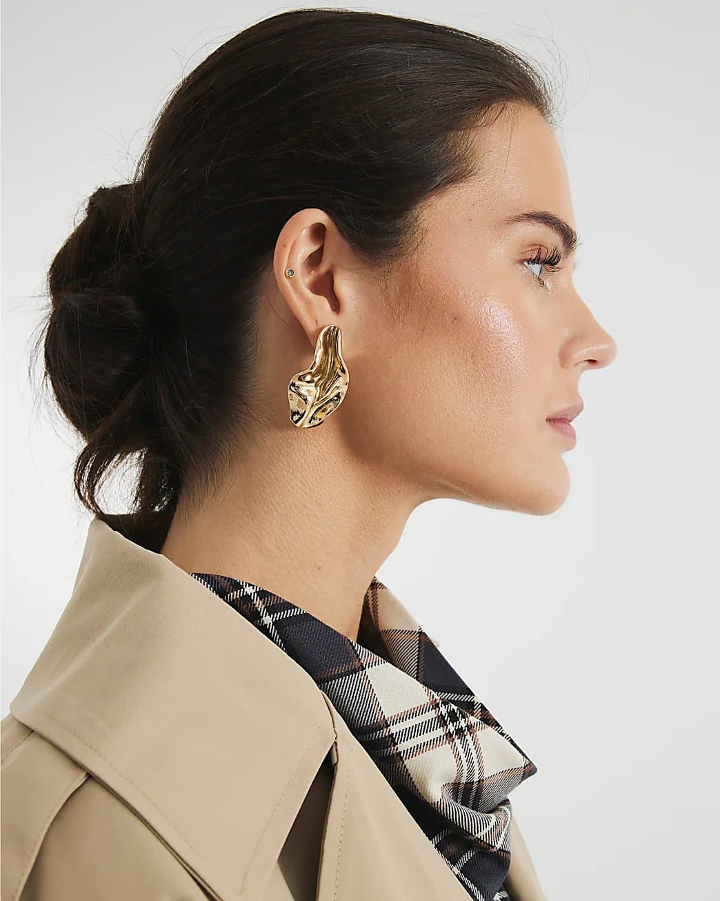 River Island River Island Womens Gold Molten Stud Earrings