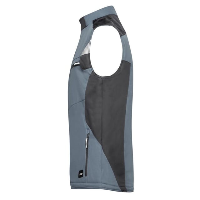 James and Nicholson James and Nicholson Men's Softshell Durable Gilet in Mid Grey - 3