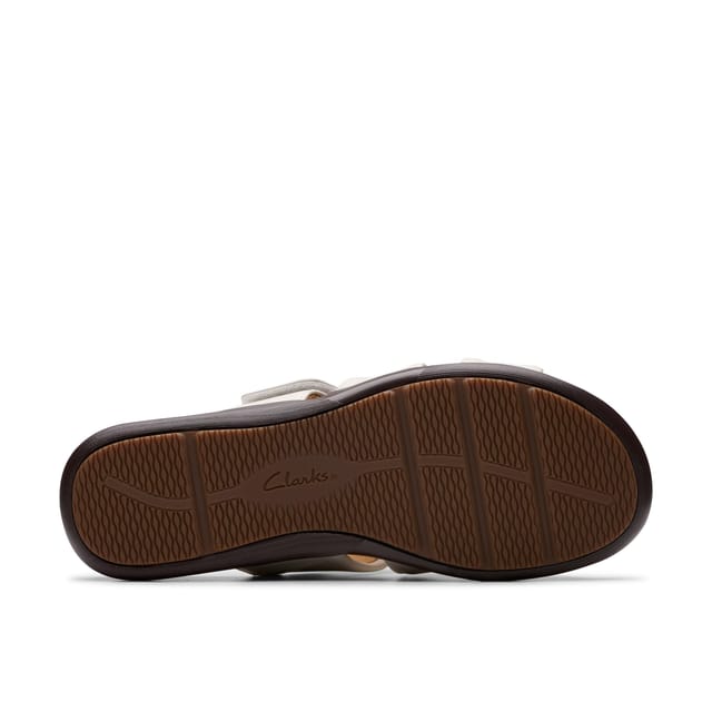 Clarks Clarks Women's Kitly Slide Cream Leather Flat Sandals, Sliders in White - 3