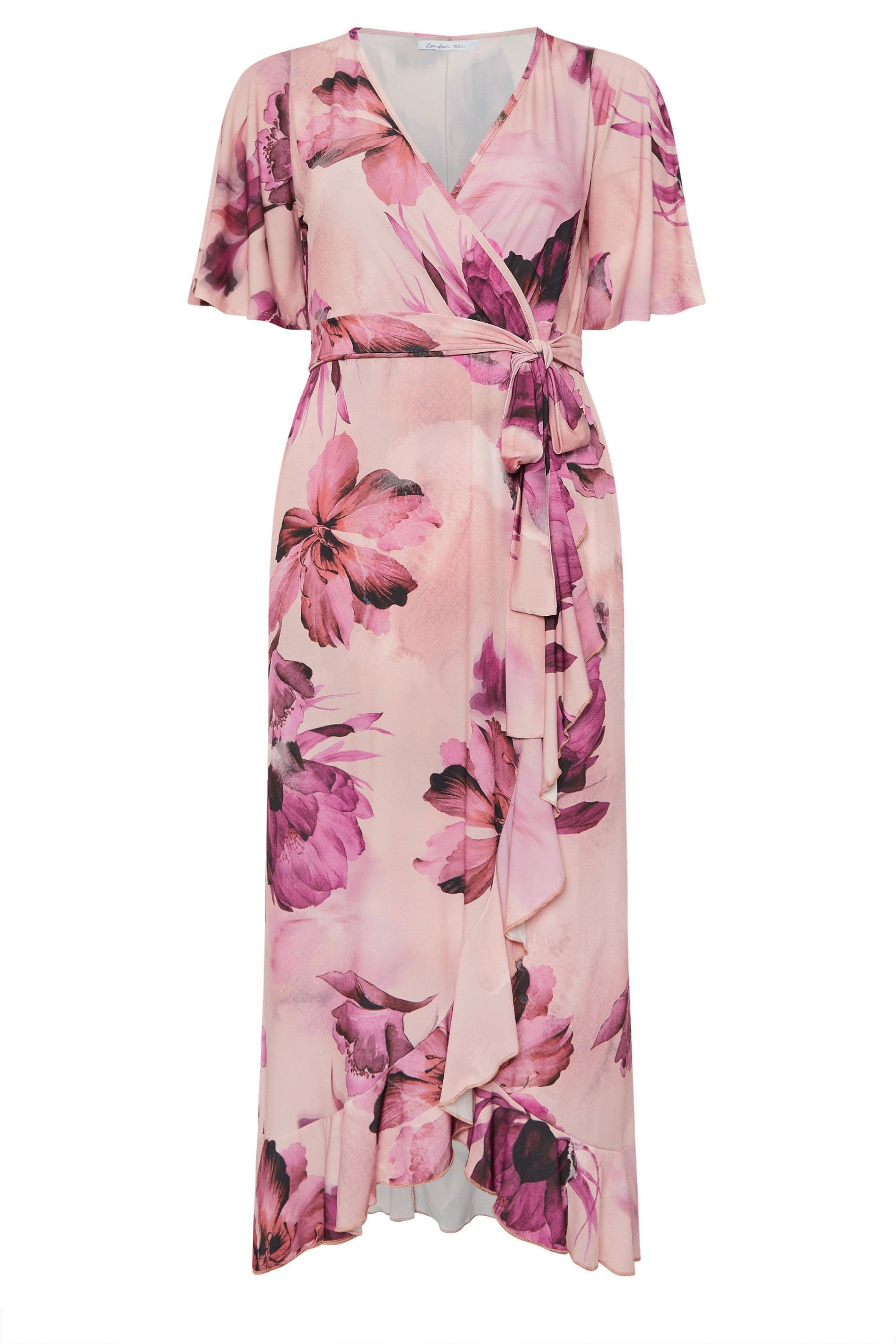 Yours Yours Women's Floral Wrap Dress in Pink - 2