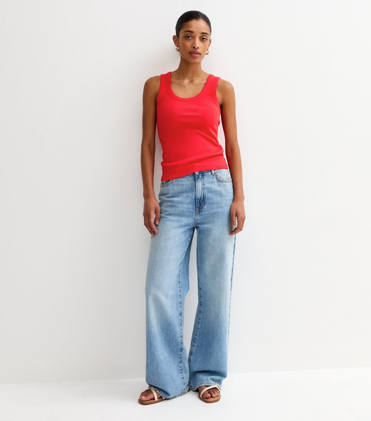 New Look Women's Bright Red Wide Trim Scoop Vest Top New Look - 2