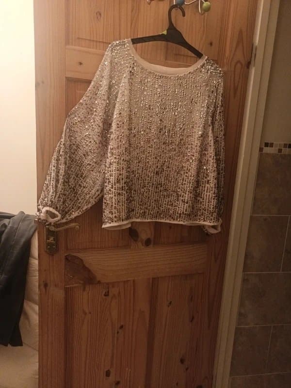 ASOS Stunning rose gold / silver sequin top size 16* Party / Dinner /Cruise