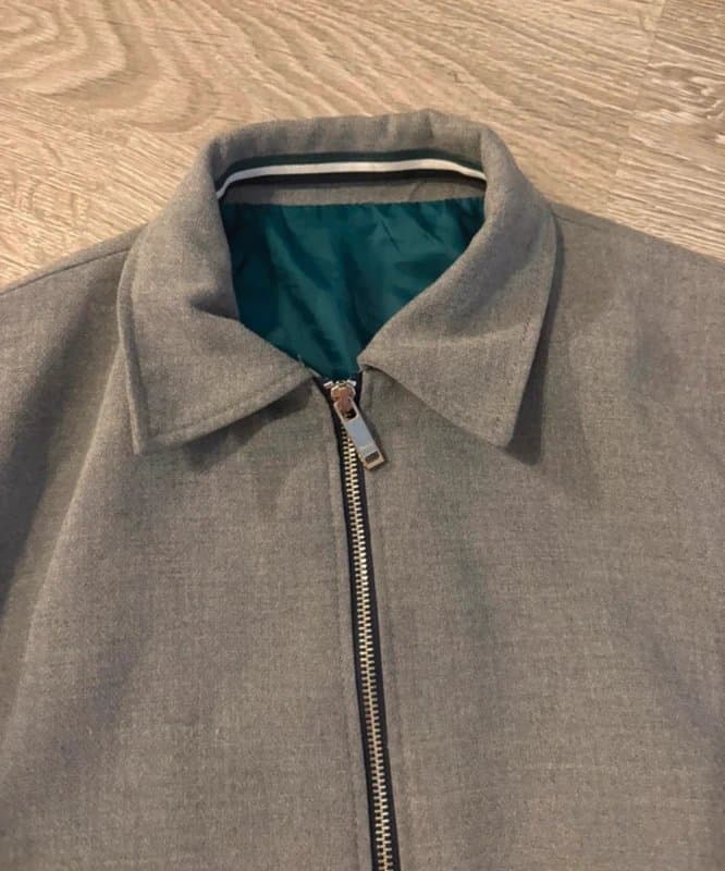 Zara ZARA Men’s Light Grey Smart Harrington Jacket Zip Up Casual Coat Size L Minimalist Lightweight