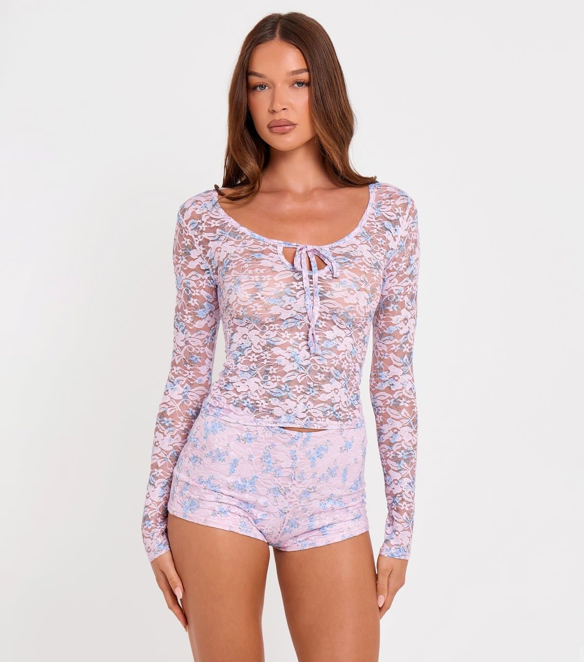 Public Desire Women's Long Sleeve Sheer Lace Top Public Desire New Look