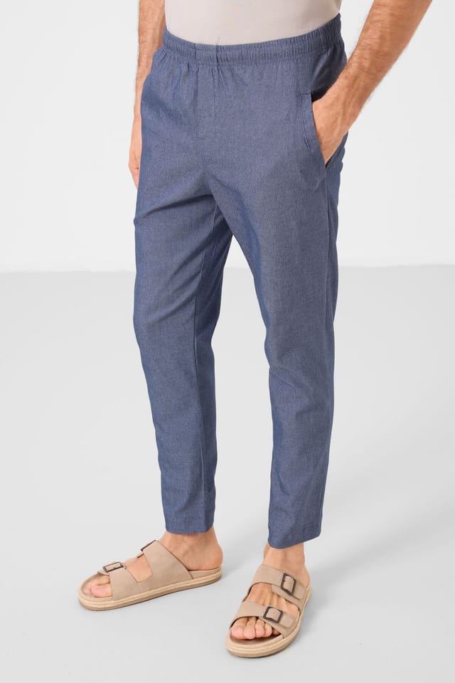 Tommy Life Tommy Life Men's Straight-leg Gabardine Chino Trousers in Mid Blue - 2