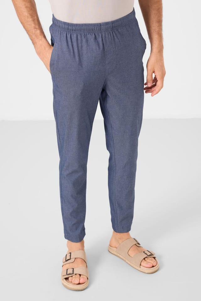 Tommy Life Tommy Life Men's Straight-leg Gabardine Chino Trousers in Mid Blue - 3
