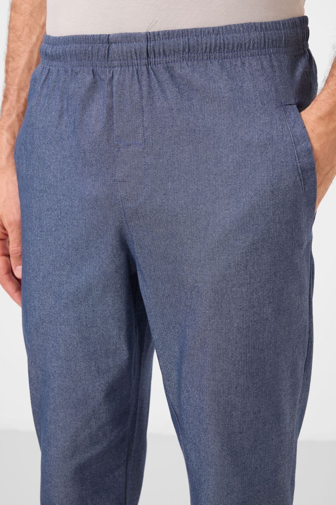 Tommy Life Tommy Life Men's Straight-leg Gabardine Chino Trousers in Mid Blue - 4