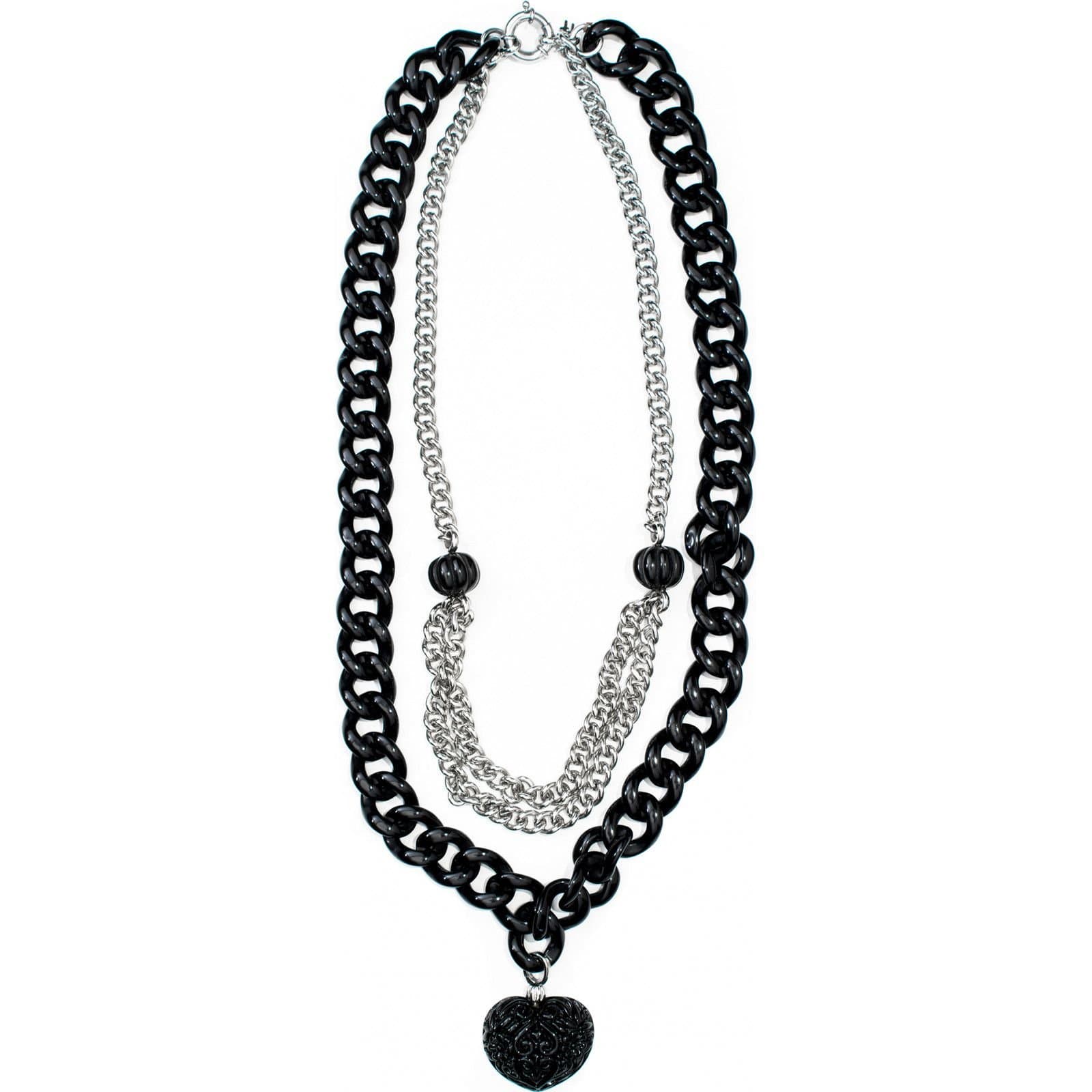 Folli Follie Folli Follie Black Chain Necklace with Heart Pendant