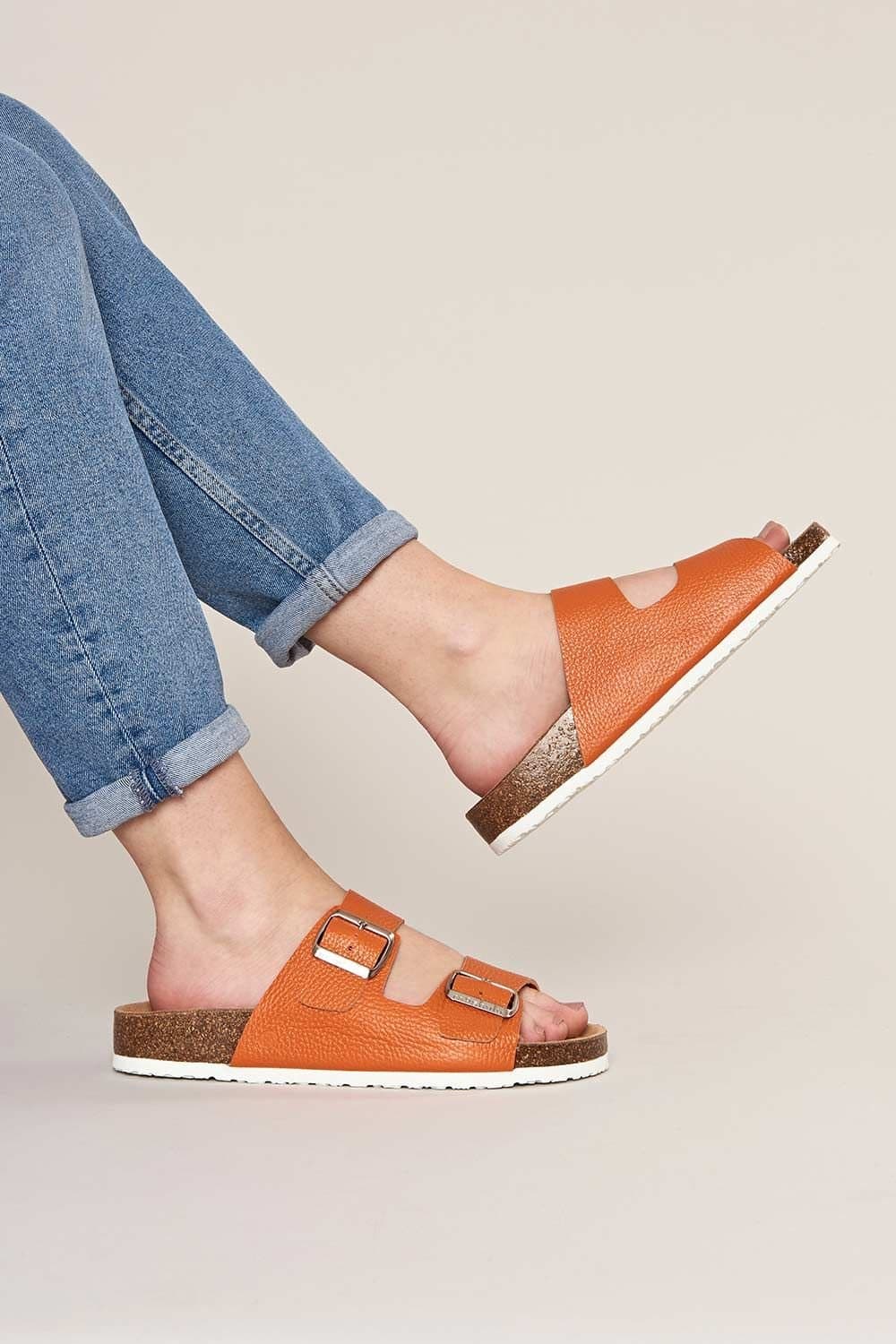 Moshulu Moshulu Women's 'Bavaria Bright' Colourful Cork Footbed Sandals in Orange