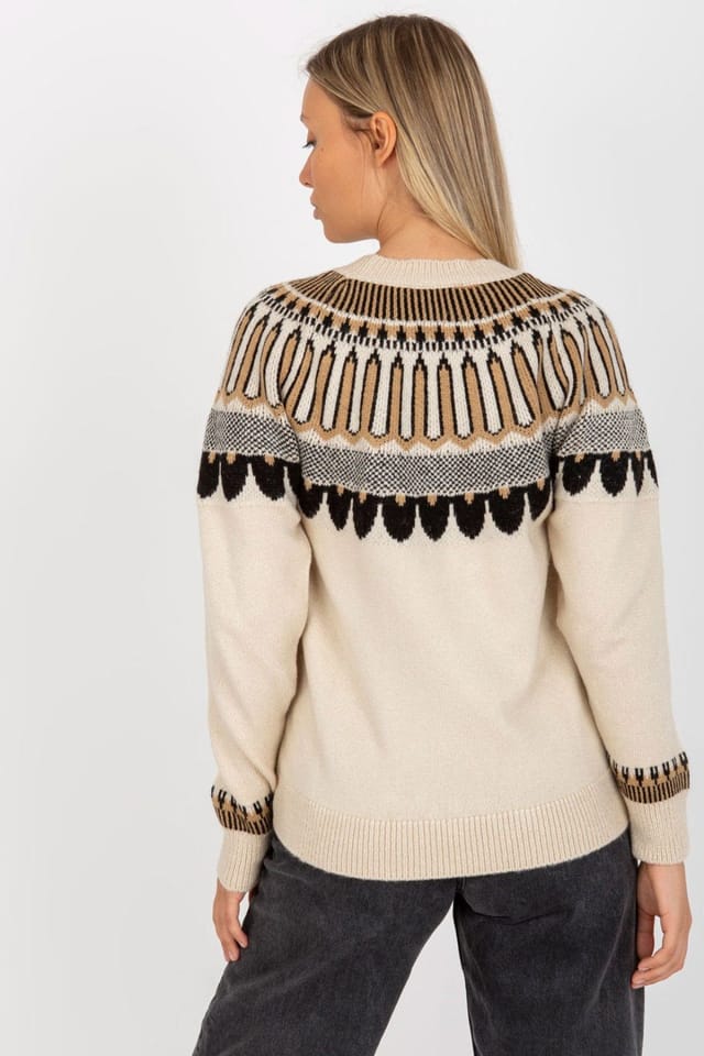 Love Lace Love Lace Women's Long Sleeve Stand Collar Sweater Pattern in Beige - 2