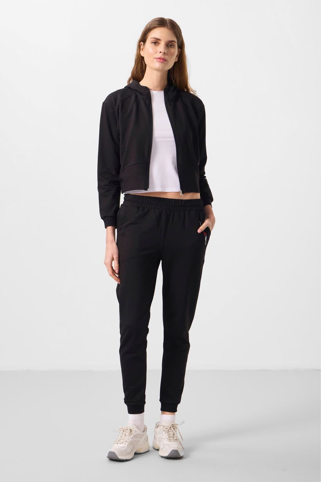 Tommy Life Tommy Life Women's Oversized Hooded Zip Sweatshirt & Pants Set in Black