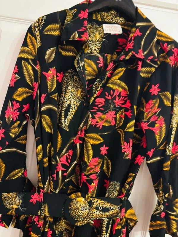 Dancing Leopard Dancing leopard plunge shirt dress wedding party holiday pockets16 same day post