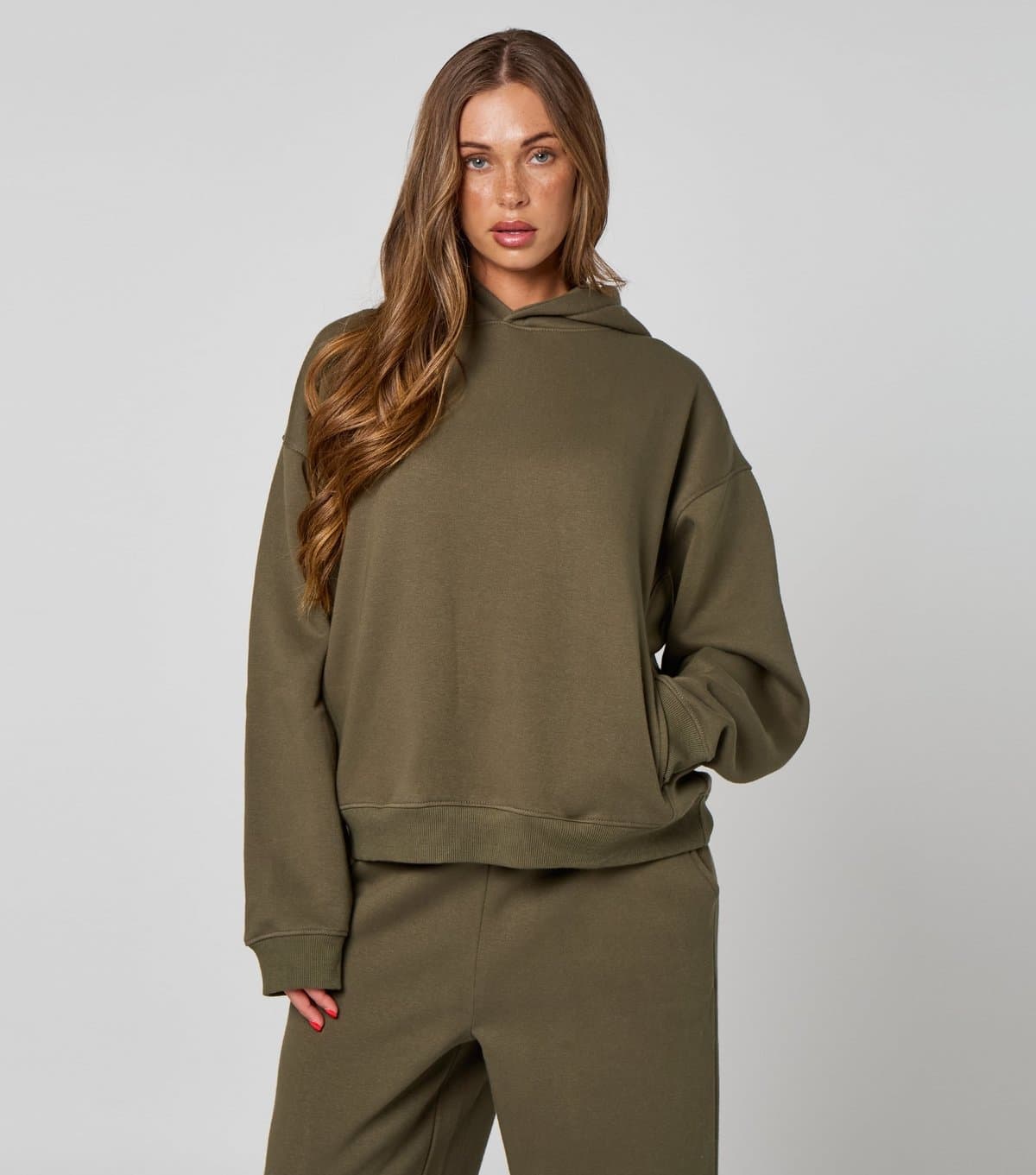 Urban Bliss Urban Bliss Olive Jersey Hoodie with Star Graphic