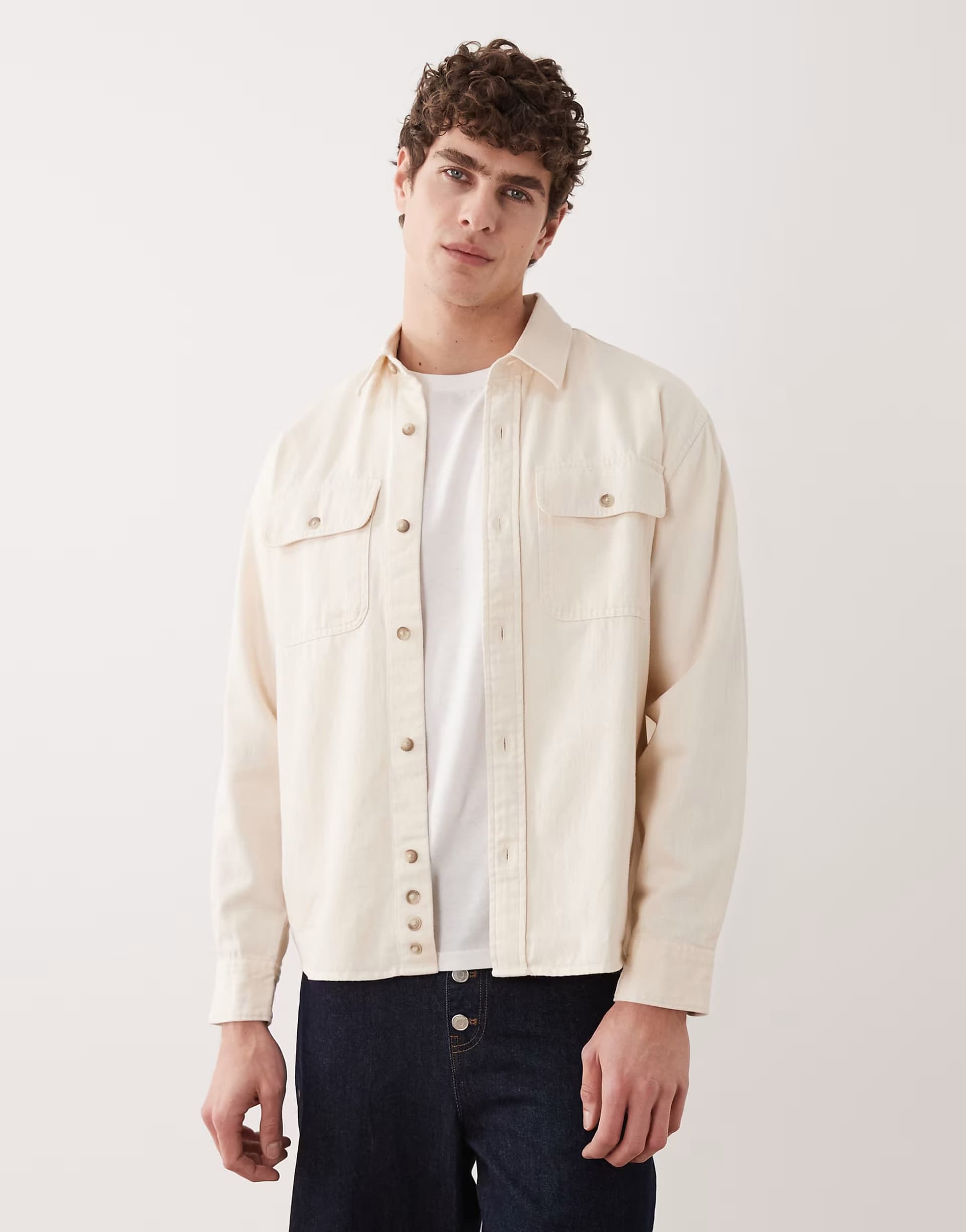ASOS Abercrombie & Fitch denim overshirt in beige