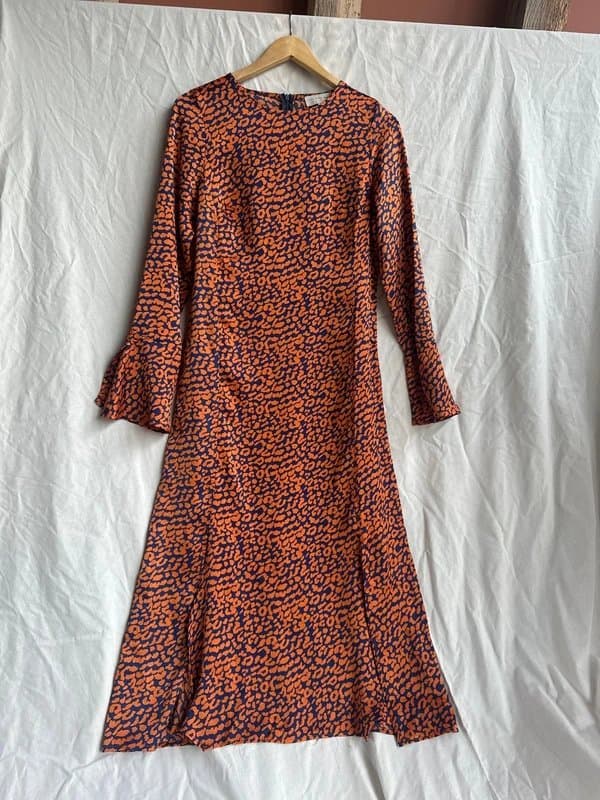 Never Fully Dressed Orange/blue  leopard print long dress