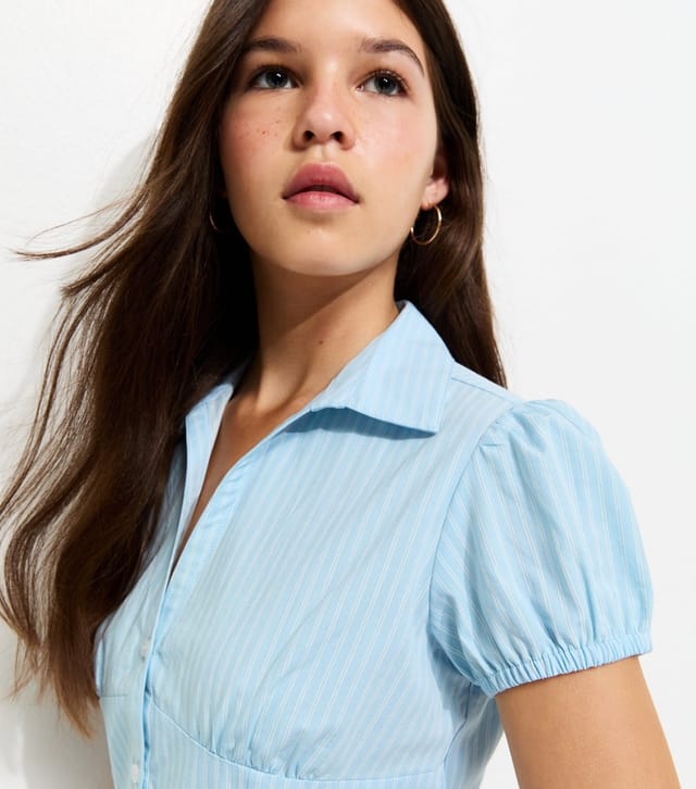 New Look Girls' Blue Cotton Pinstripe Shirt New Look - 3