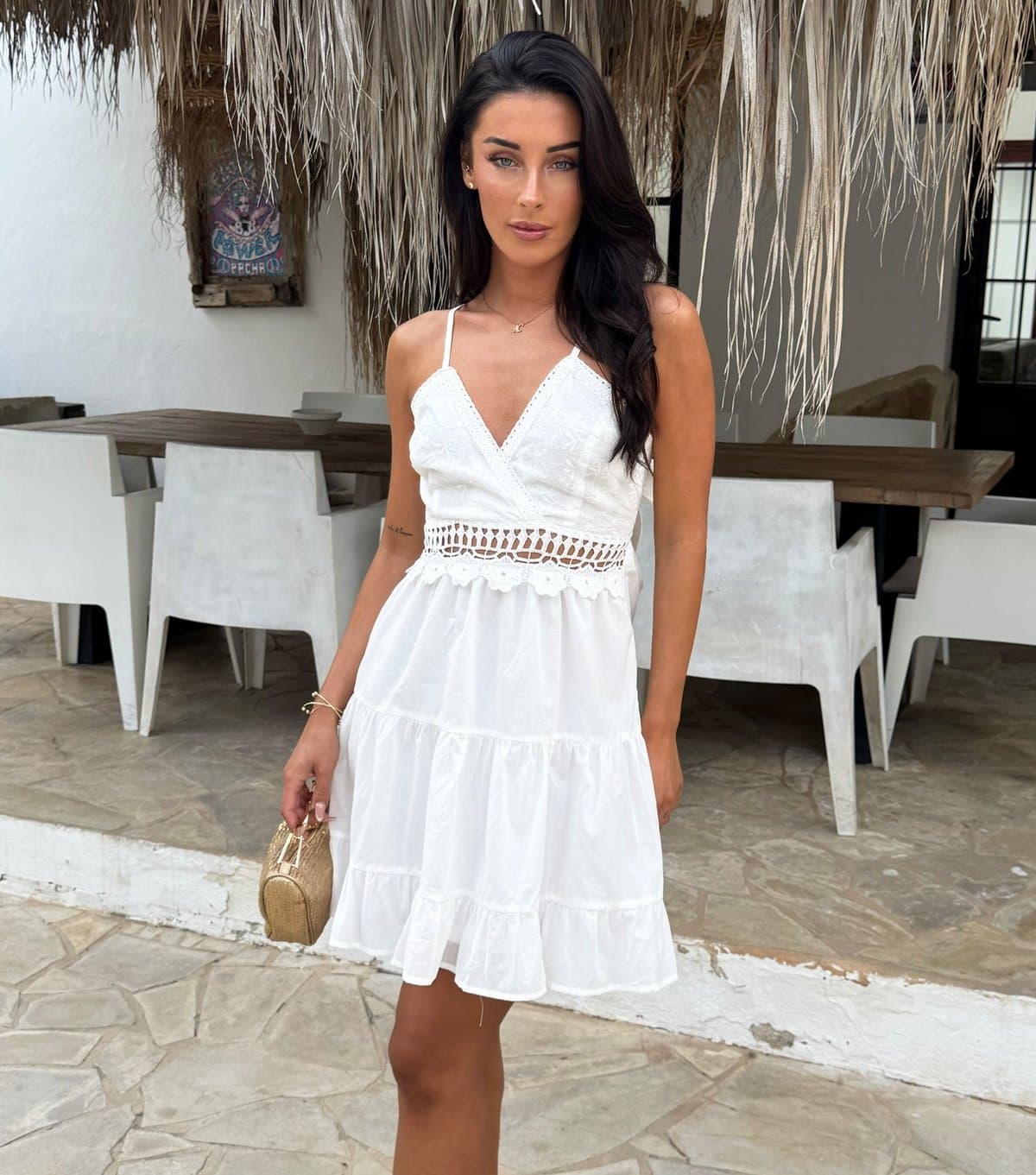 AX Paris Women's White Tie Back Crochet Mini Dress AX Paris New Look
