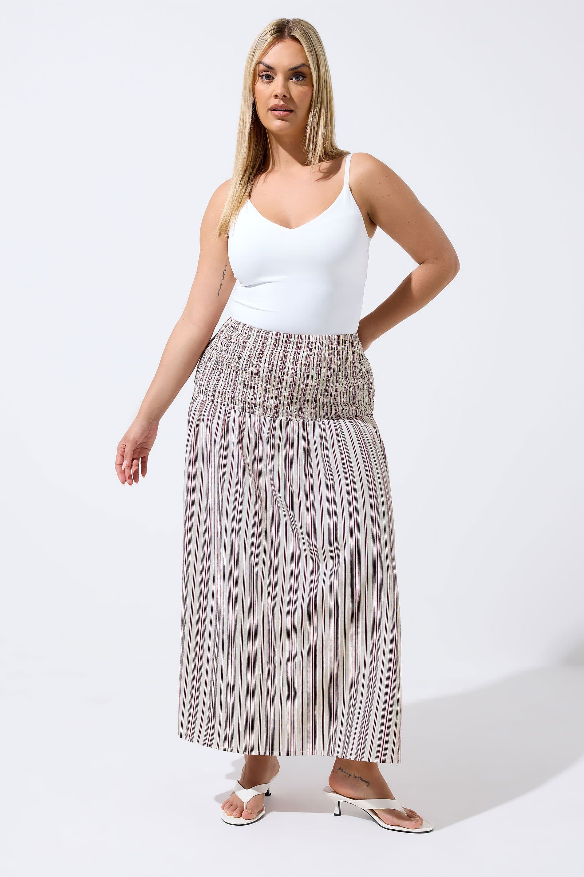 Limited Collection Plus Size Red & White Stripe Maxi Skirt