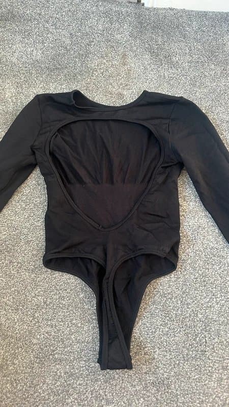 ASOS Black snatched corset style long sleeve bodysuit