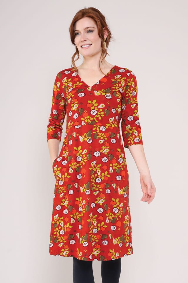 Nomads Clothing Nomads Clothing Women's Cotton Jersey V Neck dress in Red - 2
