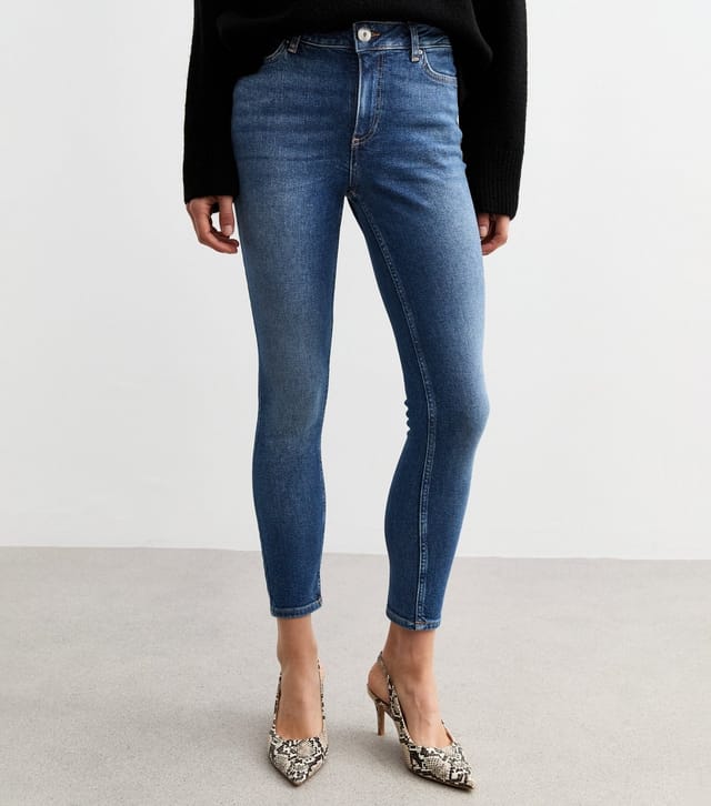 New Look Women's Blue Mid Rise Skinny Jeans New Look - 2