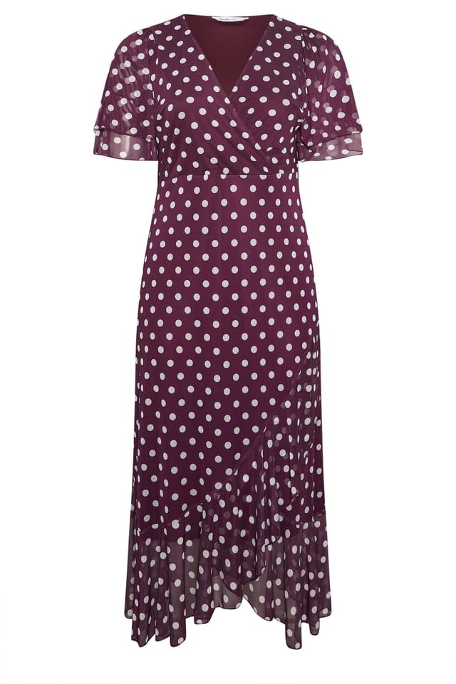 Yours Yours Women's Polka Dot Wrap Dress in Purple - 2