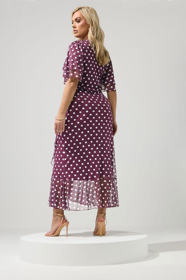 Yours Yours Women's Polka Dot Wrap Dress in Purple - 3