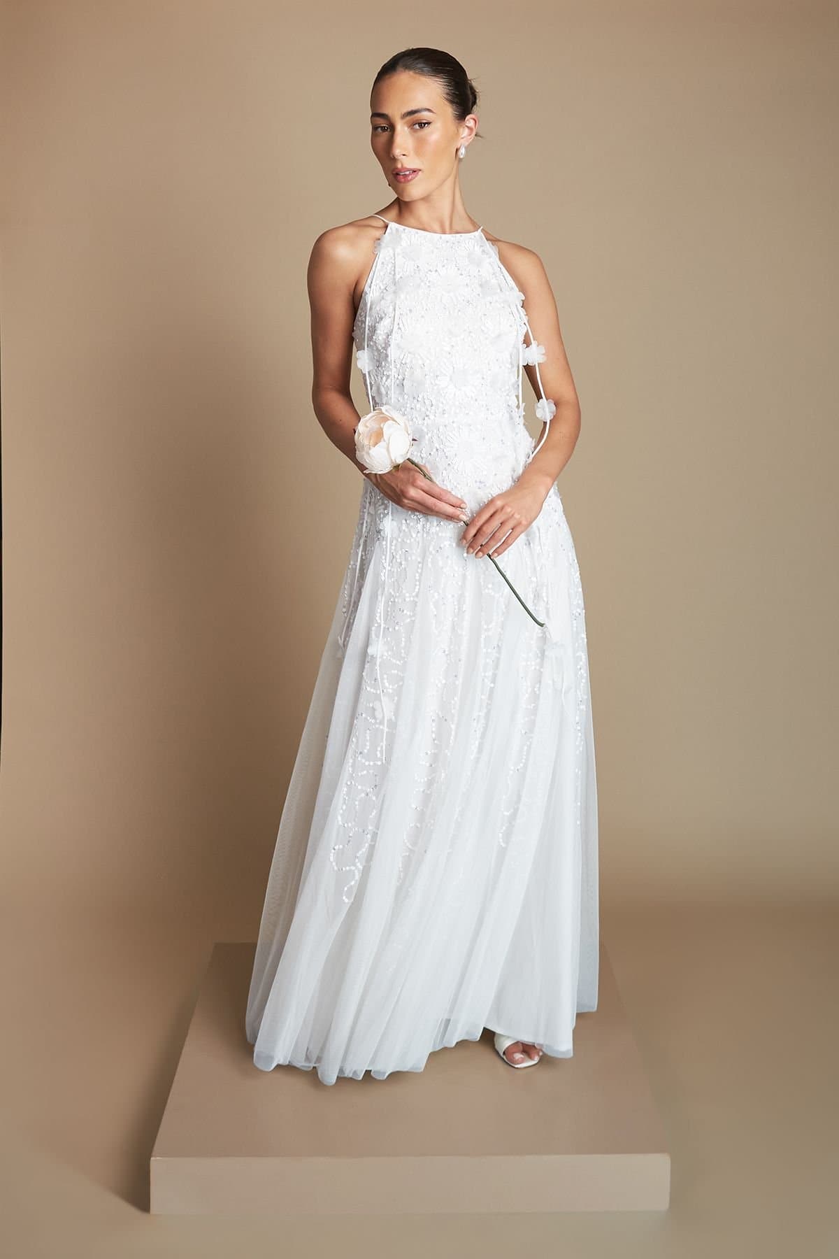 Coast Coast Women's Floral Embellished Tulle Wedding Dress in Ivory