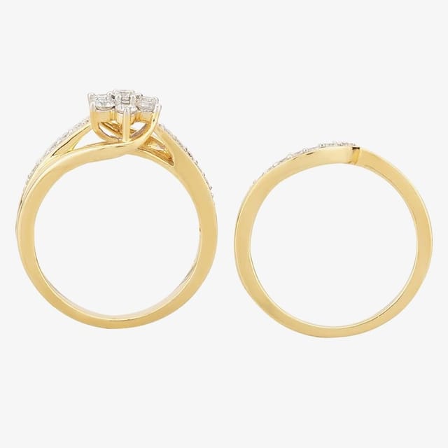 T.H.Baker T.H.Baker Women's 9ct Yellow Gold 0.75ct Diamond Cluster Twist Bridal Set - 2