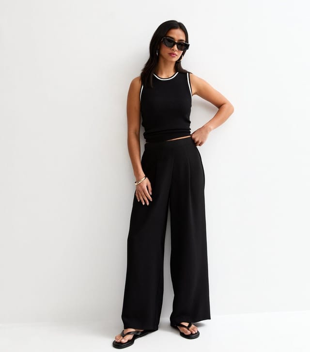 New Look Women's Petite Black Contrast Tipping Ribbed Vest New Look - 3