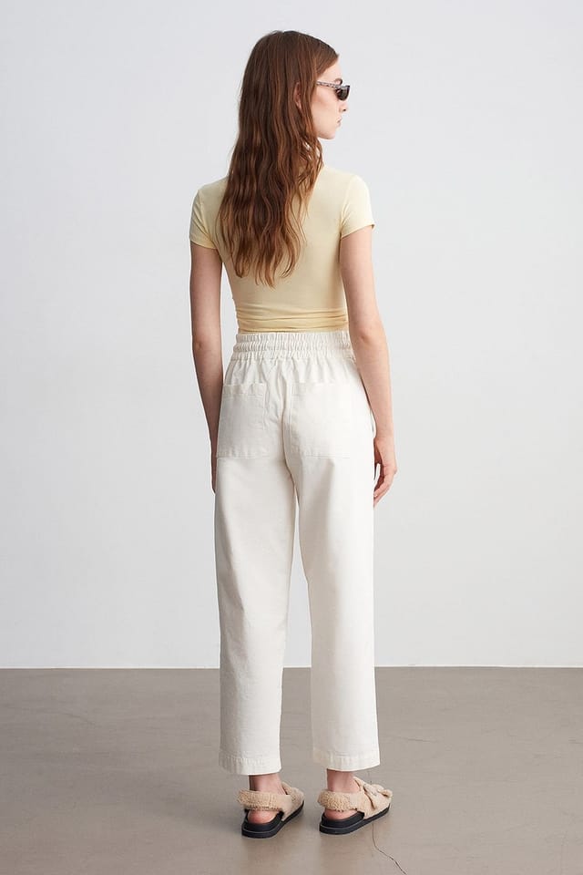 Dilvin Dilvin Women's Linen-Blend Straight-Leg Jogger Pants in Off-White - 2