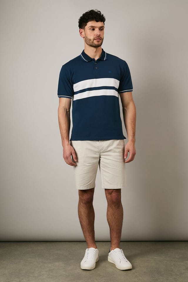 Maine Maine Men's Navy Carter Chest Stripe Polo Shirt - 2