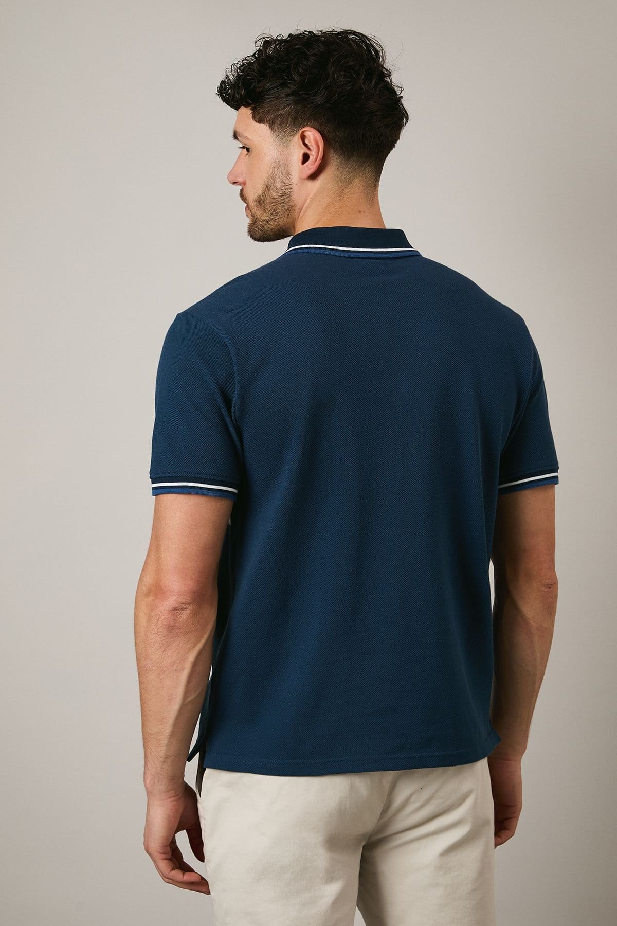 Maine Maine Men's Navy Carter Chest Stripe Polo Shirt - 4